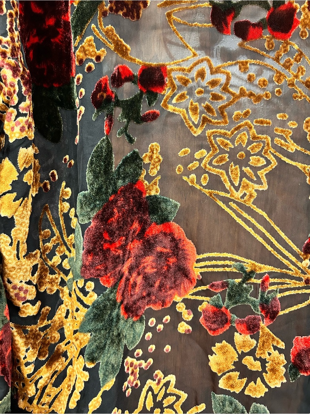 In Bloom Maroon and Brown Floral Velvet Jacket - Picture 4 of 4
